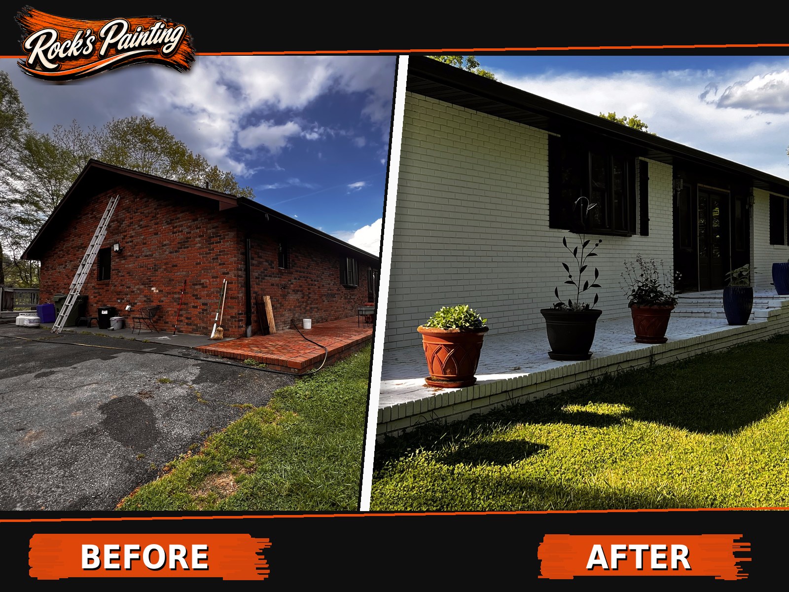 Rocks Branded Brick To White in the Tri-Cities by Rock's Painting (Before & After)